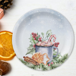 Plato De Papel Cosmoso Winter Hot Cocoa Snowly Baby Shower