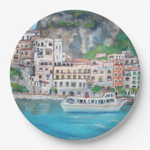 Plato De Papel Costa de Amalfi - placas de papel de encargo 9"