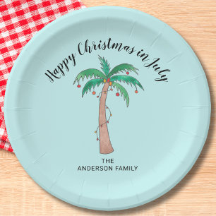 Plato De Papel Costumbre Feliz Navidad En Julio