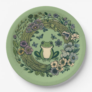 Plato De Papel Cottagecore Rana Flores Silvestres                