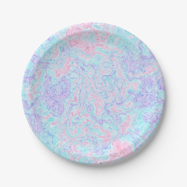 Plato De Papel Cotton Candy Swirls (Anverso)