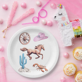 Plato De Papel Cottoncandy Western Theme Cowgirl Party Art
