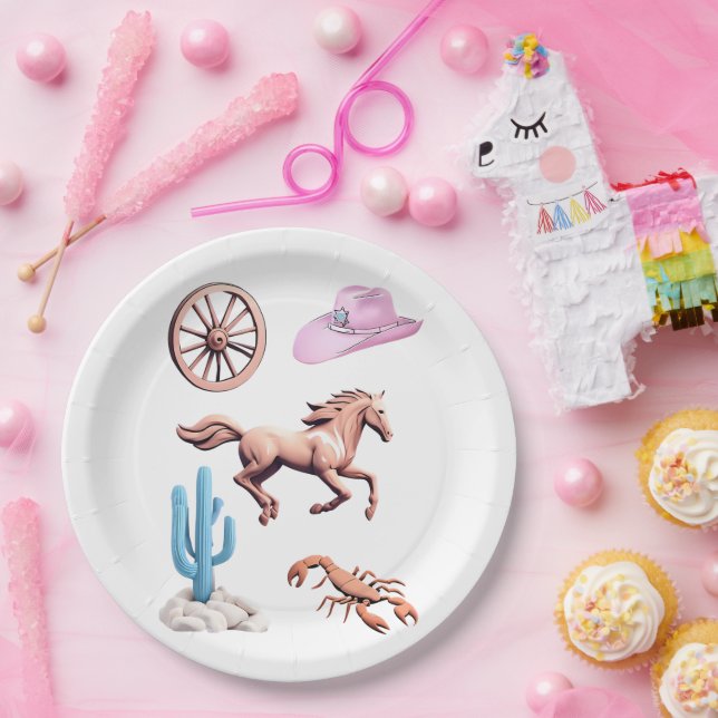 Plato De Papel Cottoncandy Western Theme Cowgirl Party Art (Fiesta)