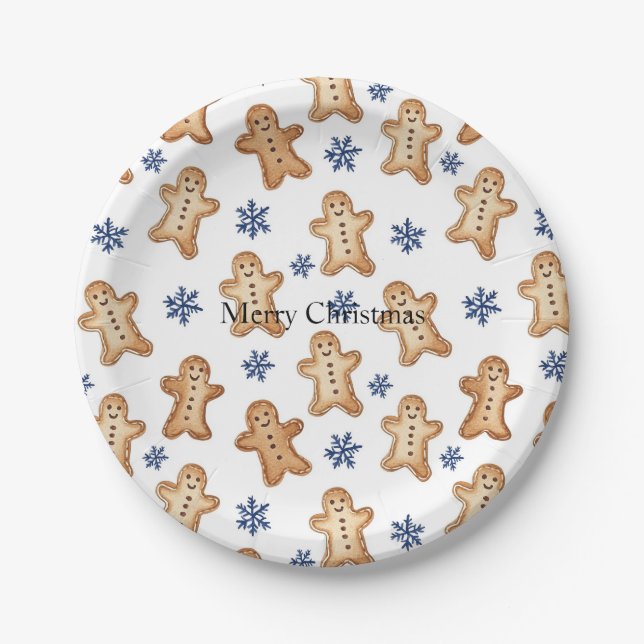 Plato De Papel Country Snowflakes Gingerbread Cookies Christmas (Anverso)