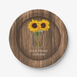 Plato De Papel Country Sunflower Mason Jar