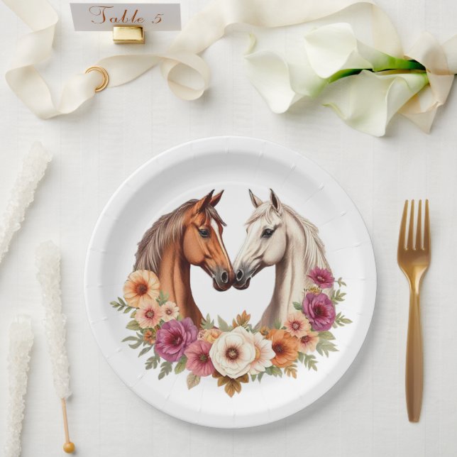 Plato De Papel Country Western Horses (Boda)