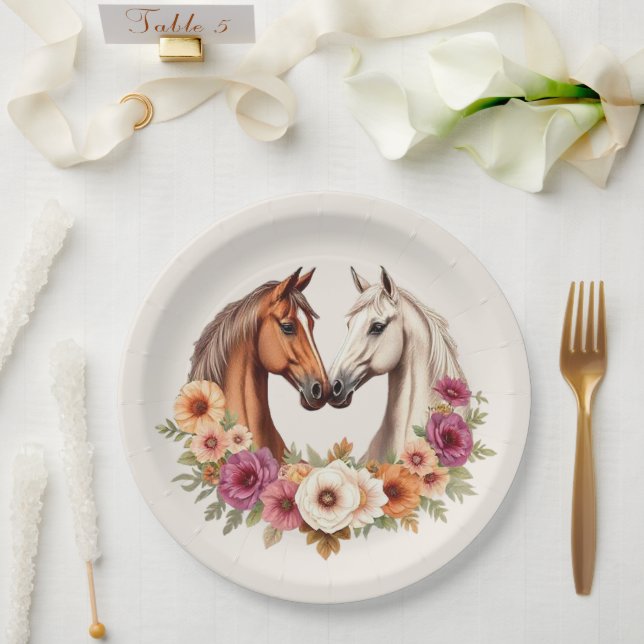 Plato De Papel Country Western Horses (Boda)