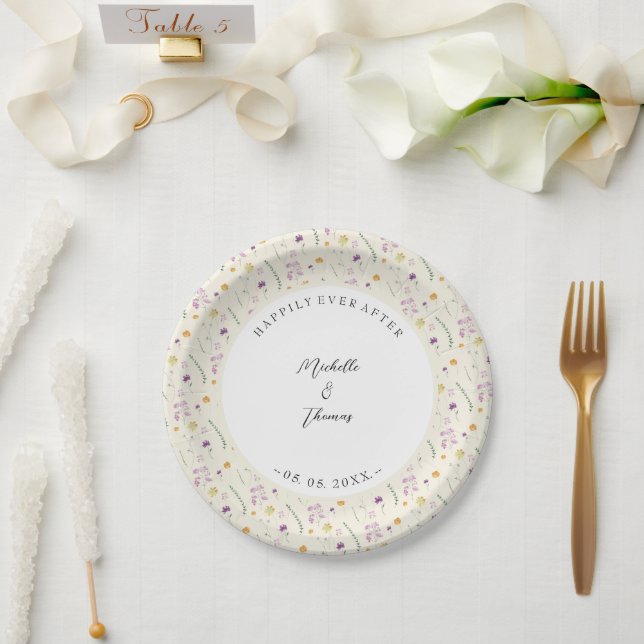 Plato De Papel Country Wildflowers Fairy Garden (Boda)