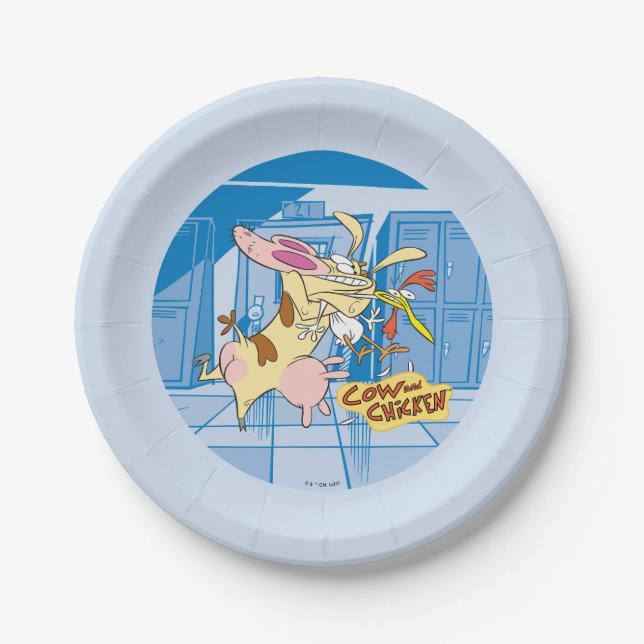 Plato De Papel Cow and Chicken Hug Graphic (Anverso)