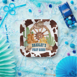 Plato De Papel Cowboy 1 fiesta de granja de caballos de rodeo per