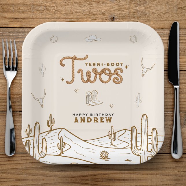 Plato De Papel Cowboy 2nd Birthday Party Terri-Boot Twos Western (Cowboy 2nd Birthday Party Terri-Boot Twos Western Paper Plates
)