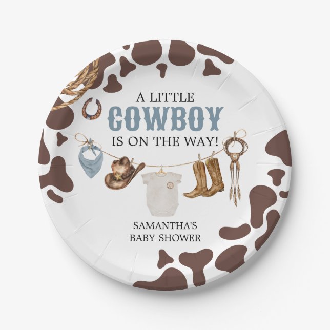 Plato De Papel Cowboy Baby Shower (Anverso)