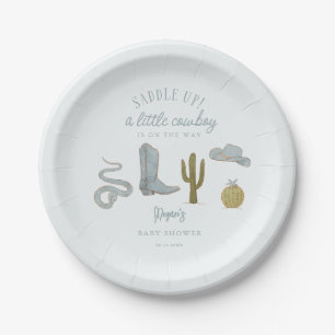 Plato De Papel Cowboy Blue Baby Shower