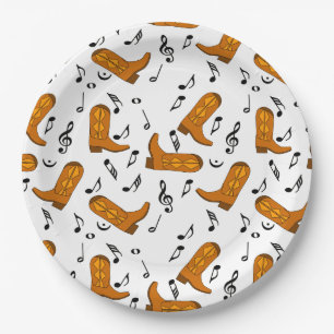 Plato De Papel Cowboy Boots Music Notes