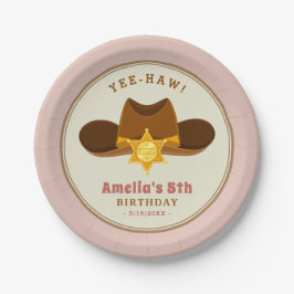 Plato De Papel Cowboy, Chica rosado, salvaje fiesta de cumpleaños