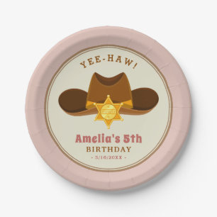 Plato De Papel Cowboy, Chica rosado, salvaje fiesta de cumpleaños