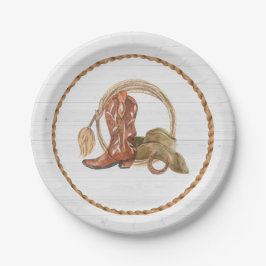 Plato De Papel Cowboy Cowgirl Western Rodeo Birday