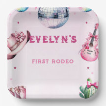 Cowboy Fiesta Cactus, guitarra rosa, cumpleaños