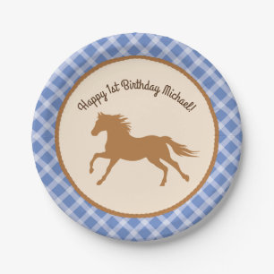 Plato De Papel Cowboy Horse Pony Cute Primer Fiesta
