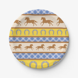 Plato De Papel Cowboy Horse Pony Cute Primer Fiesta