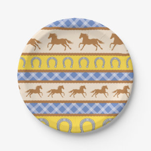 Plato De Papel Cowboy Horse Pony Cute Primer Fiesta