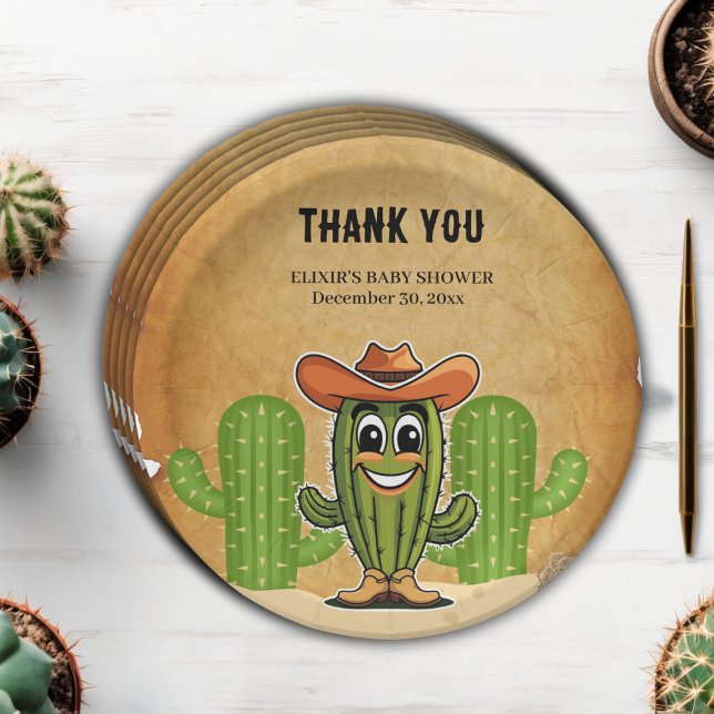Plato De Papel Cowboy Little Cactie Cactus Baby Shower (Subido por el creador)