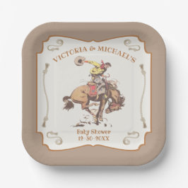 Plato De Papel Cowboy Occidental Bucking Bronco