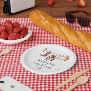 Plato De Papel Cowboy Western Clothesline