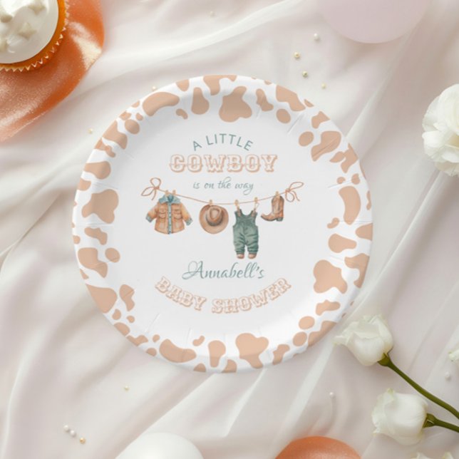 Plato De Papel Cowboy Western Light Brown Boy Baby Shower (Subido por el creador)