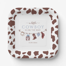 Plato De Papel Cowboy Wild West Rodeo Western Boy Baby Shower