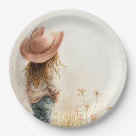 Plato De Papel Cowgirl Birthday Plate – Western Farm Theme 