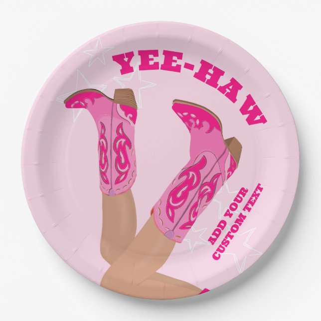 Plato De Papel Cowgirl Boots Custom Personalized (Anverso)