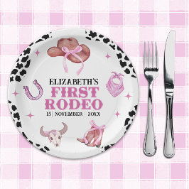 Plato De Papel Cowgirl First Birthday – Pink Rodeo Party Supplies