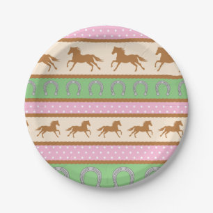 Plato De Papel Cowgirl Horse Pony Cute Primer Fiesta