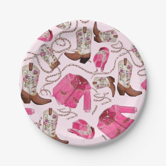 Plato De Papel cowgirl pattern style (Anverso)