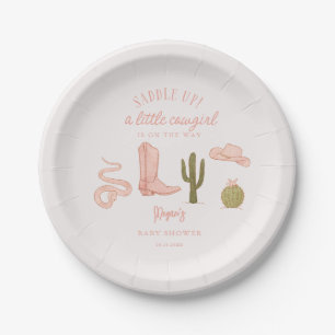 Plato De Papel Cowgirl Pink Baby Shower