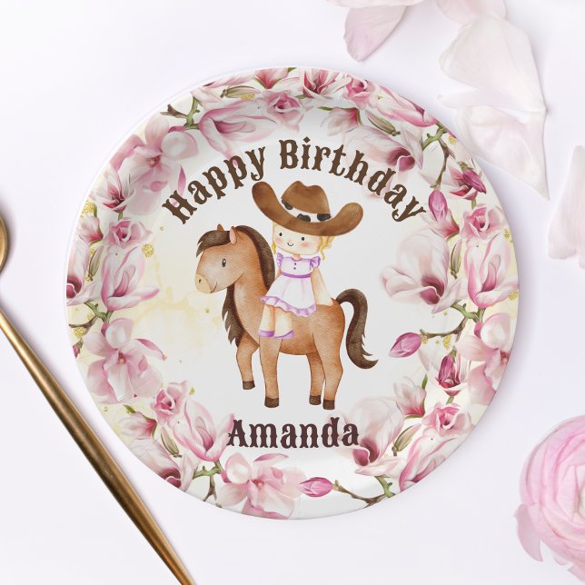 Plato De Papel Cowgirl saddle up birthday personalized (Subido por el creador)
