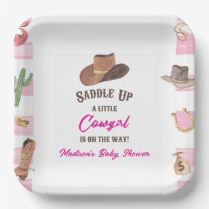 Plato De Papel Cowgirl Western Rodeo Wild West Baby Shower