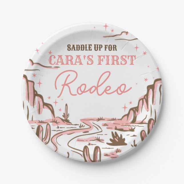 Plato De Papel Cowgirl Wild West Rodeo Birthday Party (Anverso)