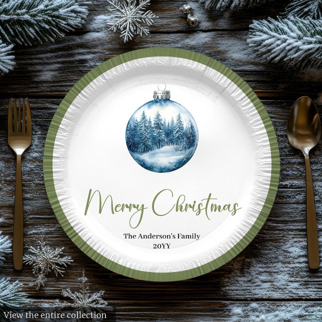 Plato De Papel Cozy Bohemian Winter Scene Christmas Party Plates (Cozy Bohemian Winter Scene Christmas Party Plates)