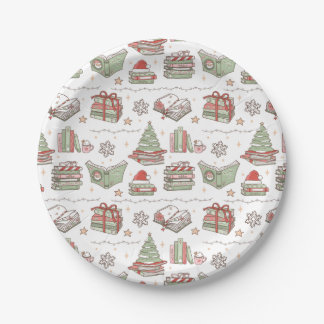 Plato De Papel Cozy Christmas Book Lover