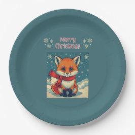 Plato De Papel Cozy Christmas Fox Paper Plate