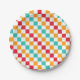 Plato De Papel Cozy classroom diagonal checkerboard pattern