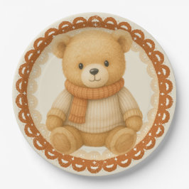 Plato De Papel Cozy Fall Baby Shower | Neutral Cream & orange