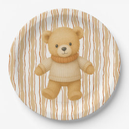 Plato De Papel Cozy Fall Baby Shower | Neutral Cream & orange