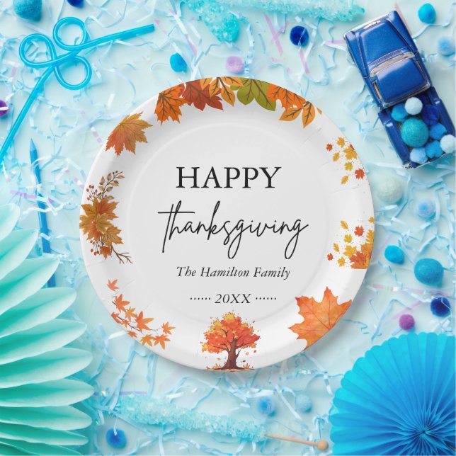 Plato De Papel Cozy Fall Thanksgiving Dinner Party (Fiesta)