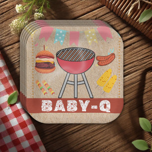 Plato De Papel Craft Baby Q Grill Baby Shower