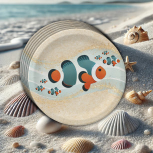 Plato De Papel Craft Purpurina Clown Fish Nemo Baby Shower