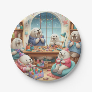 Plato De Papel Crafty Walrus Birthday Bash Placas de papel