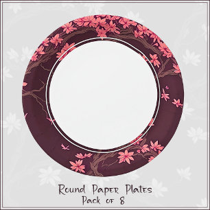 Plato De Papel Crana de papel rosa Origami cerezo en flor